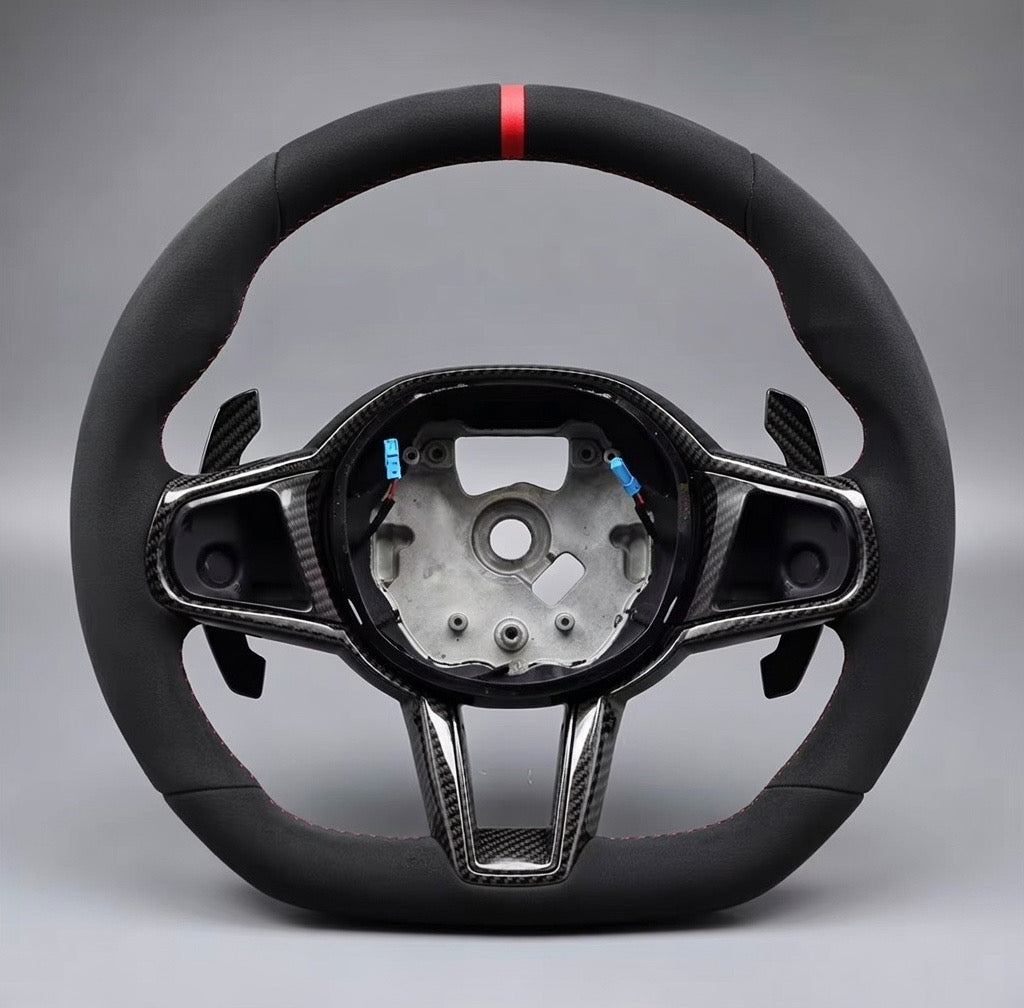 Volant BMW Sport M Alcantara – Méplat, repère M rouge, palettes carbone – Série G