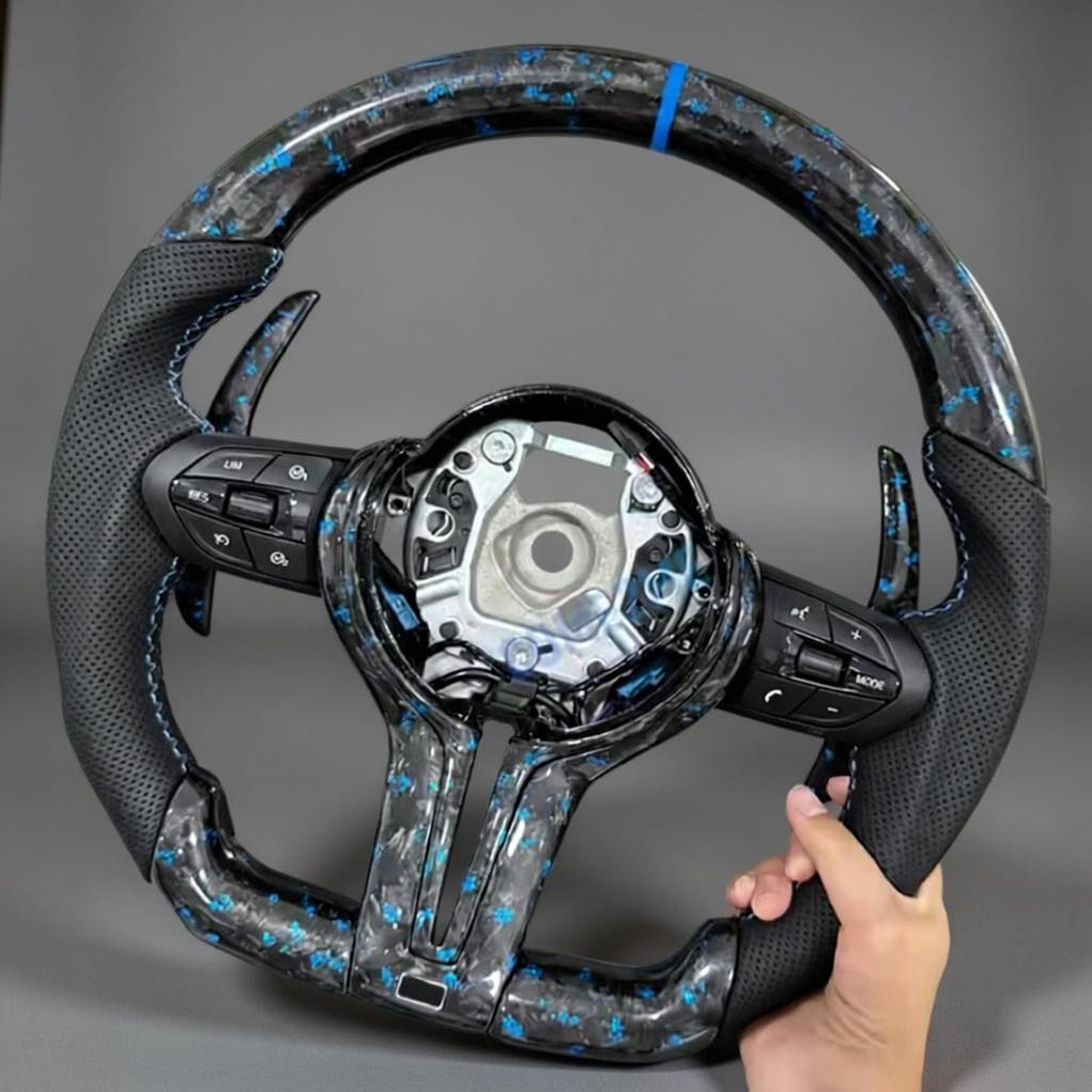 Volant BMW M Carbone Forgé Blue Flat Bottom