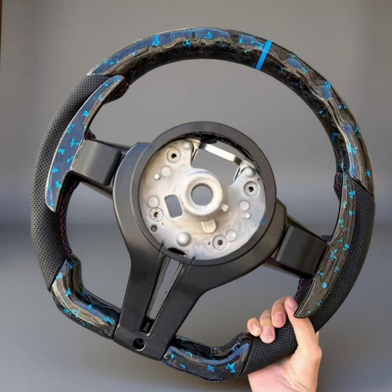 Volant BMW M Carbone Forgé Blue Flat Bottom